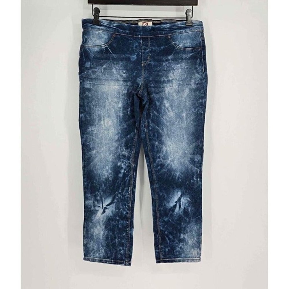 l.e.i. Juniors Blue Denim Stretch Skinny Leg Pullon Acid Wash Jean Pants Capri 9